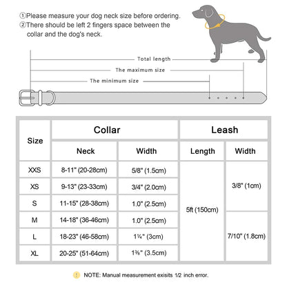Dog Durable Genuine Leather Collar Leash Set