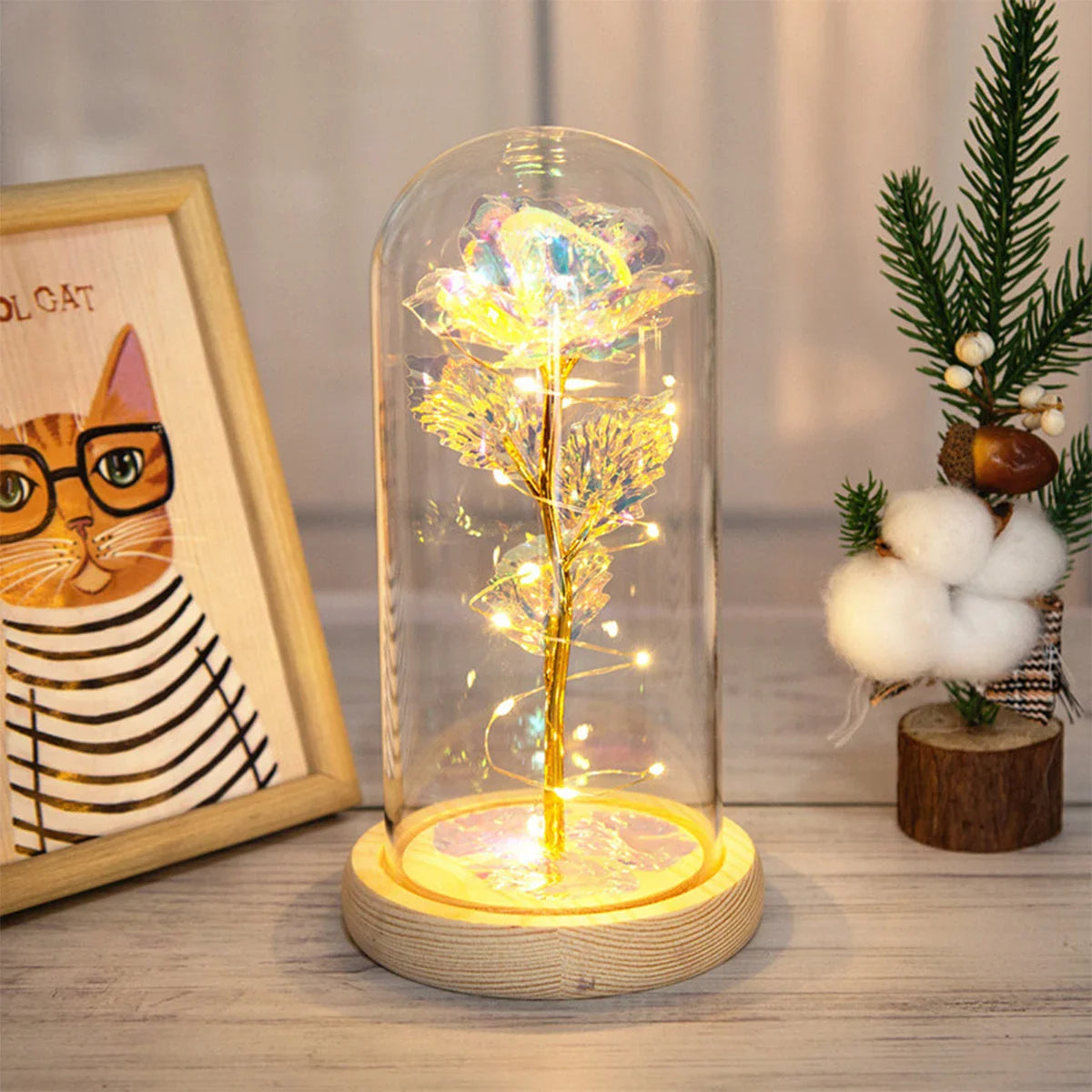 Galaxy Rose LED Lamp with Butterfly
