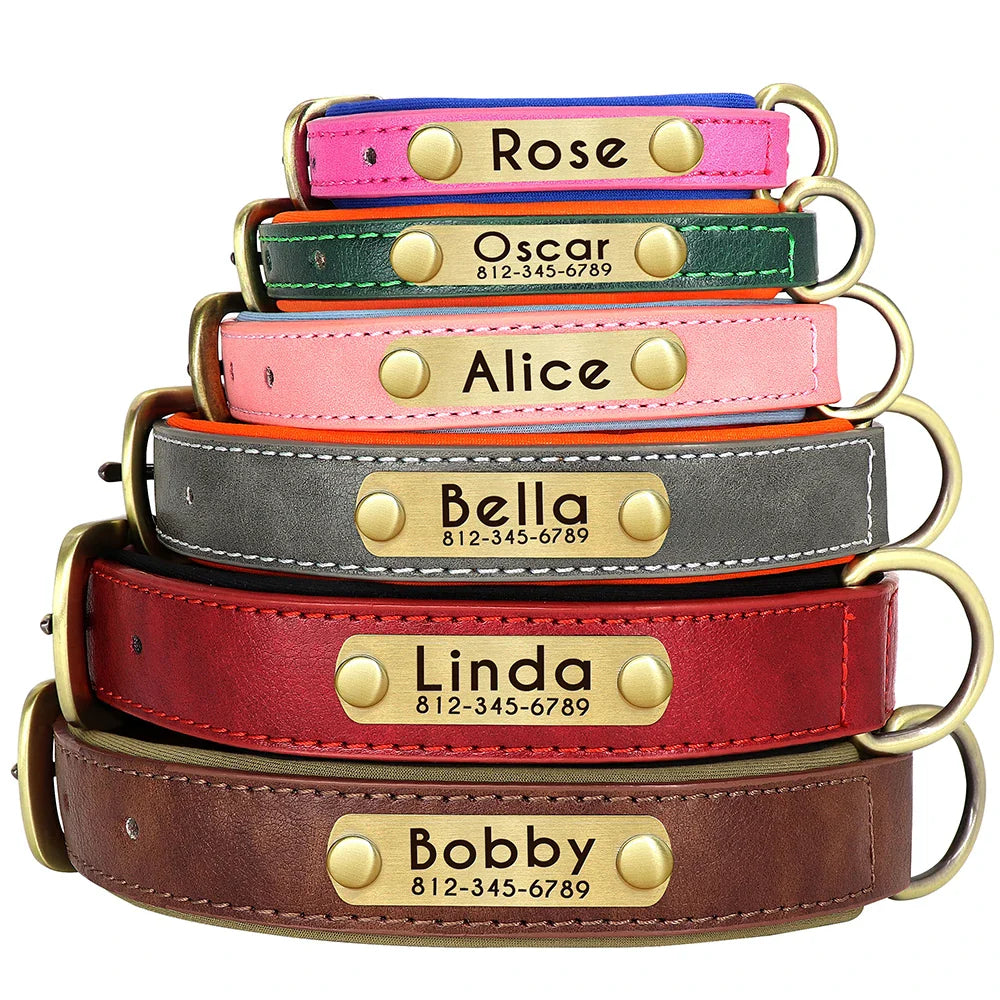 Dog Customized Leather Collar Leash Set