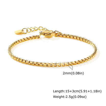 Stainless Steel Stackable Herringbone Bracelet – Gold Plated
