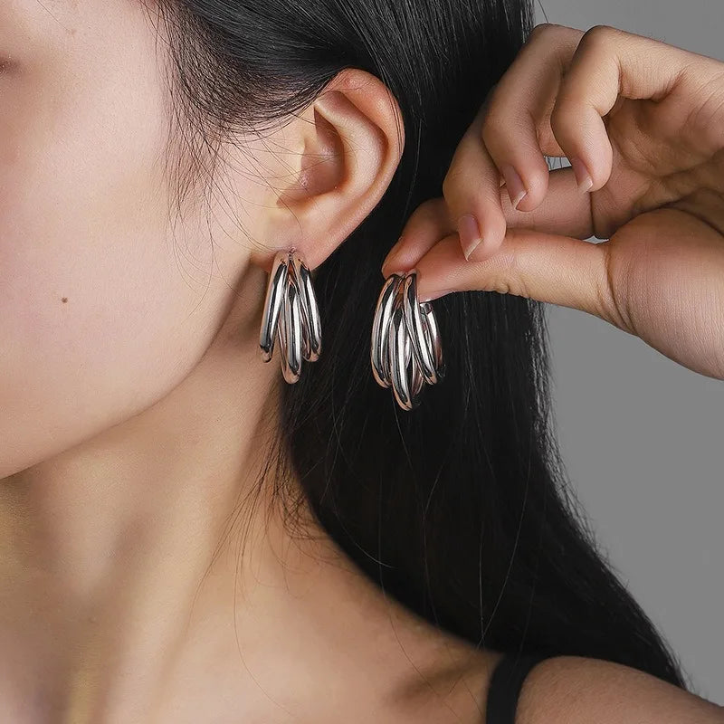 Gold & Silver Knot Hoop Earrings – Trendy Studs