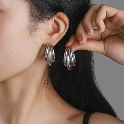 Gold & Silver Knot Hoop Earrings – Trendy Studs