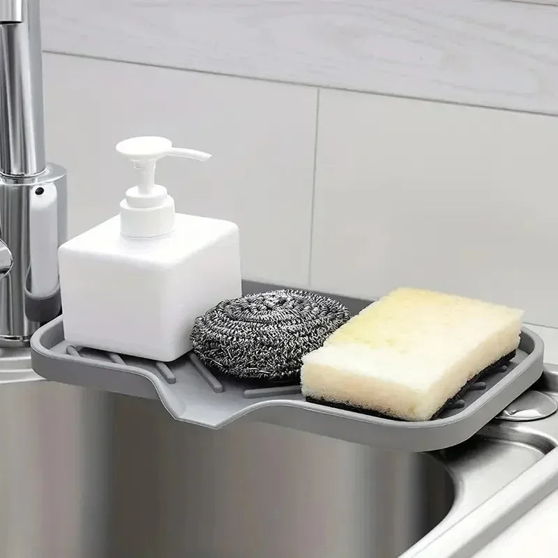 Sink Silicone Tray With drain Soap Sponge Storage Holder