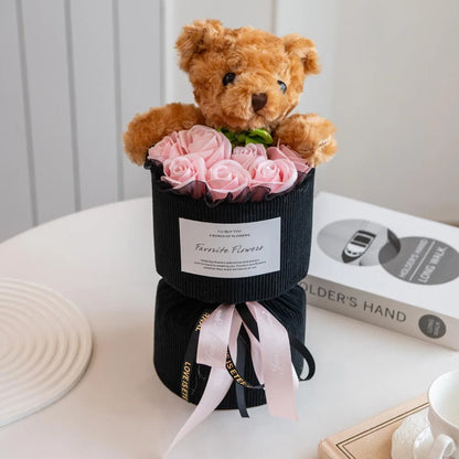 Valentine's Day Gift for Her Rose Bouquet with Cute Bear