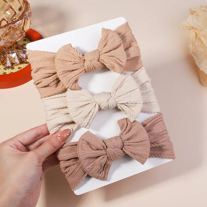 Girls  Cable Knit Turban Bows Headband