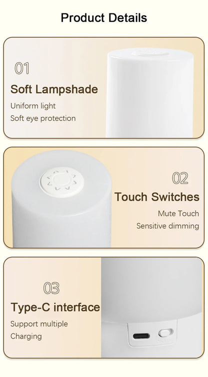 Dimmable Touch LED Bedside Night Lamp