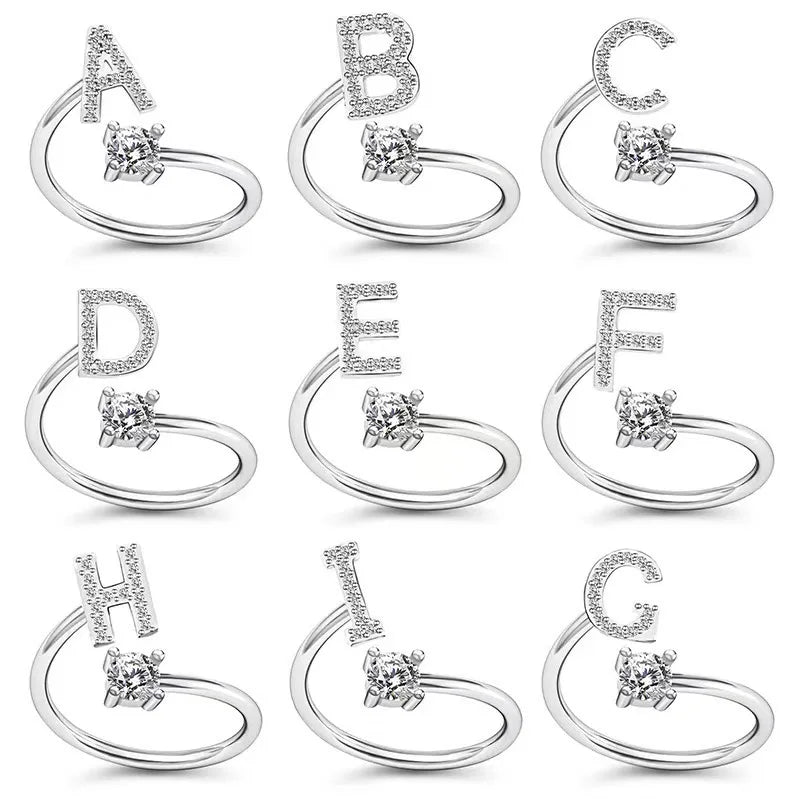 A–Z Initial Adjustable Ring for Women