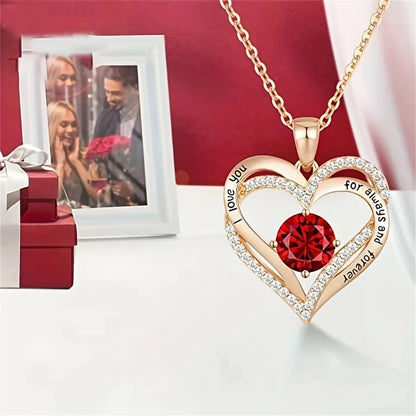 Luxury Red Pendant Necklace with Rose Gift Box