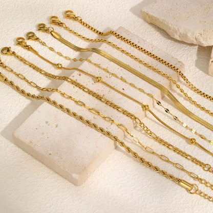 Stainless Steel Stackable Herringbone Bracelet – Gold Plated