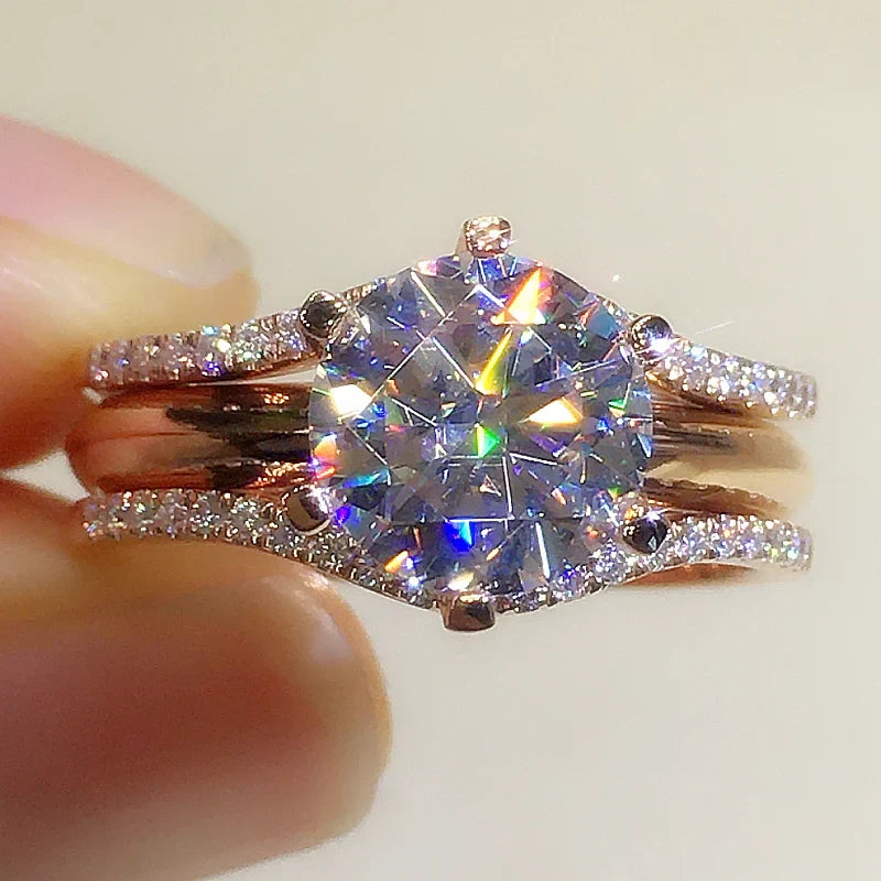 Rose Gold Cubic Zirconia Engagement Ring
