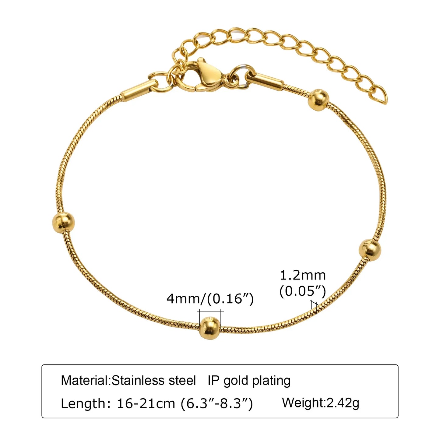 Stainless Steel Stackable Herringbone Bracelet – Gold Plated