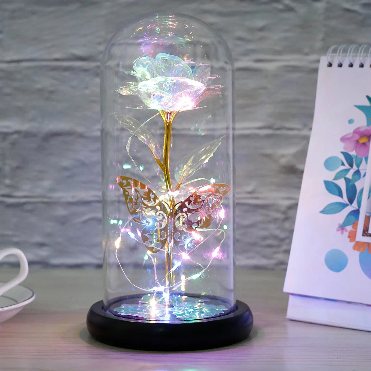 Galaxy Rose LED Lamp with Butterfly
