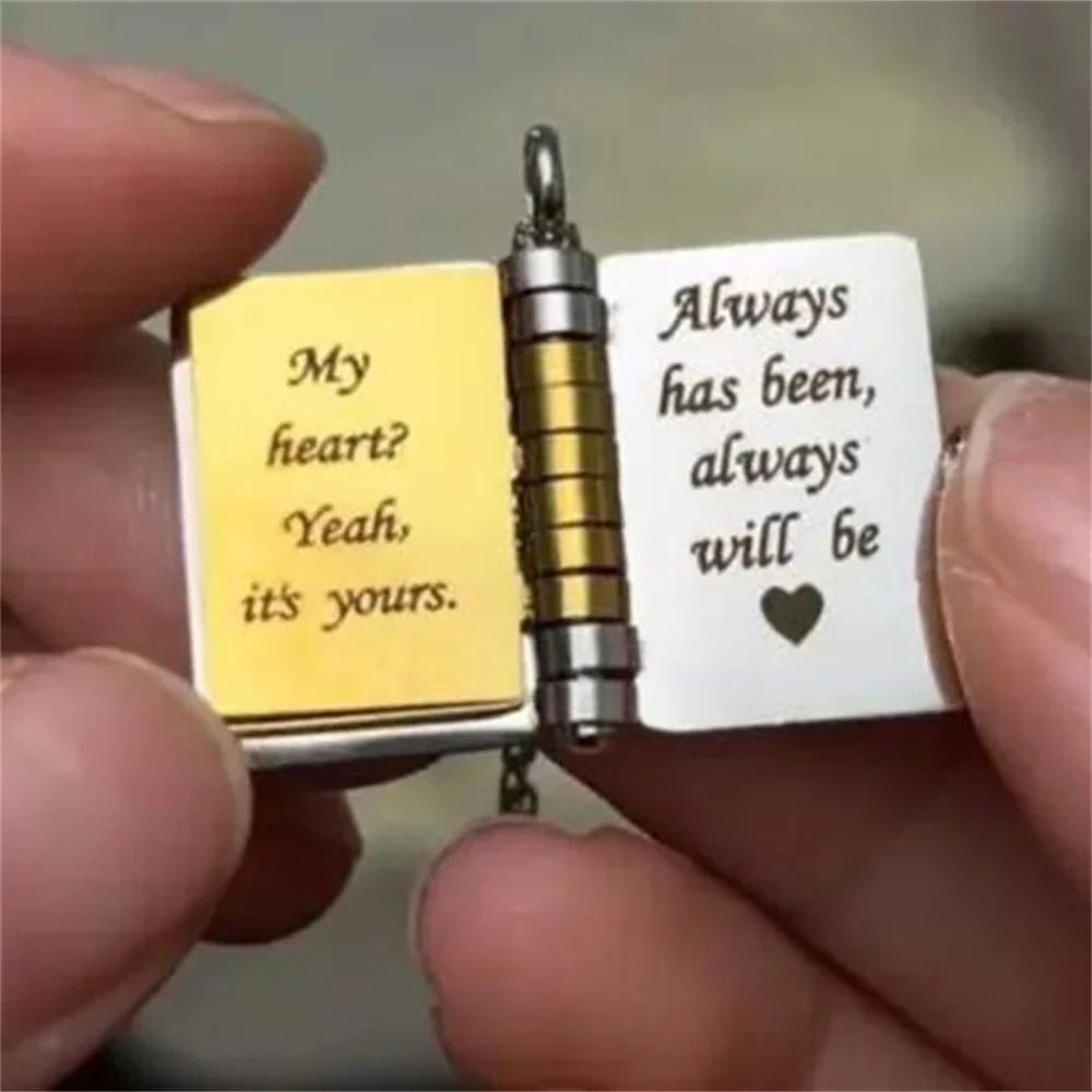 “My Love” Engraved Book Locket Necklace