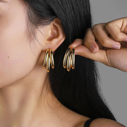 Gold & Silver Knot Hoop Earrings – Trendy Studs