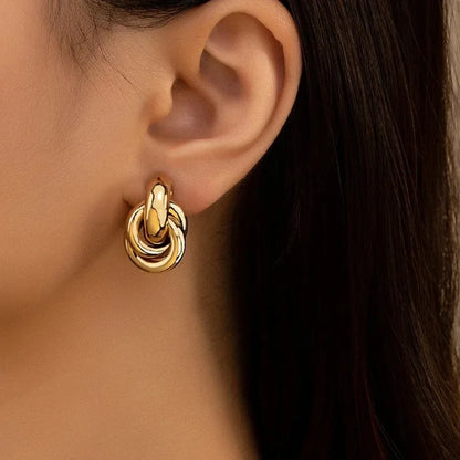 Gold & Silver Knot Hoop Earrings – Trendy Studs