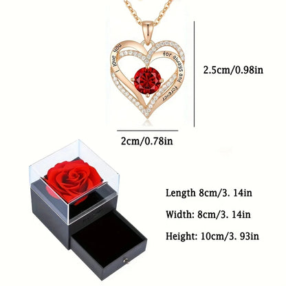 Luxury Red Pendant Necklace with Rose Gift Box