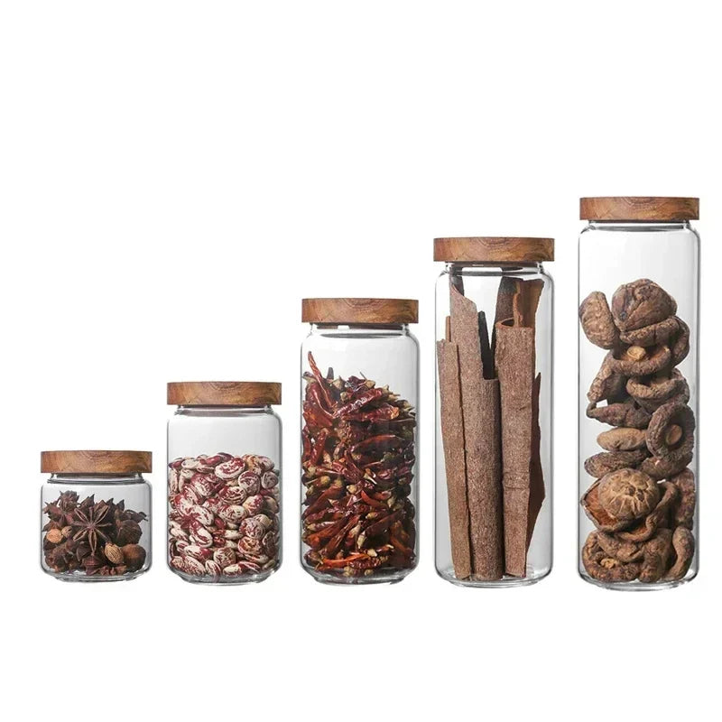1pcs Wood Lid Orgnizer Glass