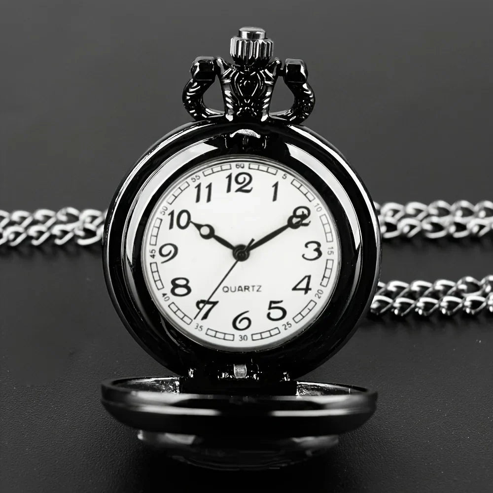 Gothic Black Raven Pocket Watch Necklace