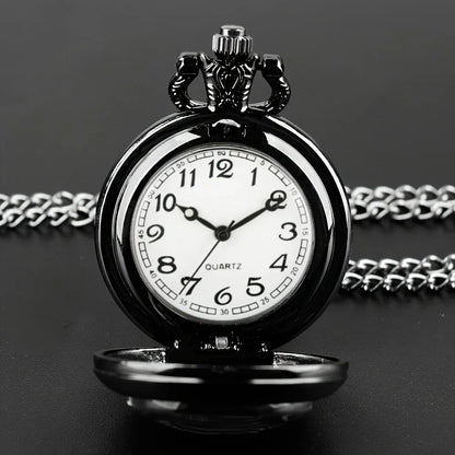 Gothic Black Raven Pocket Watch Necklace