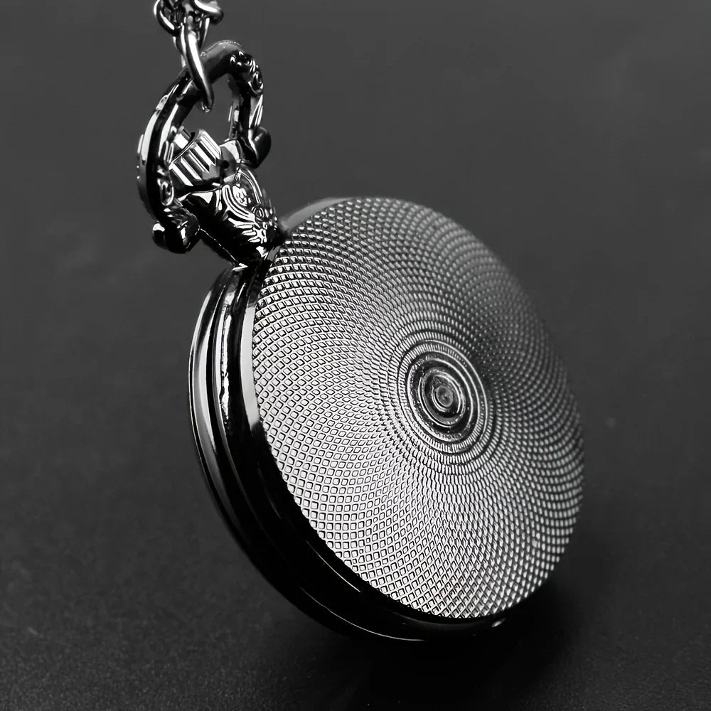 Gothic Black Raven Pocket Watch Necklace