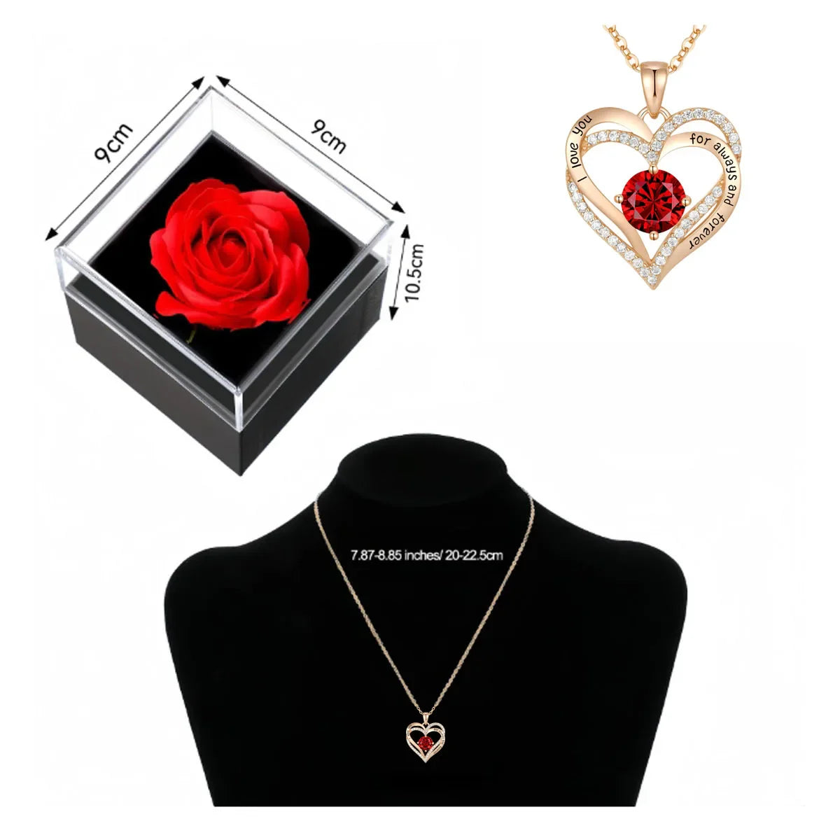 Luxury Red Pendant Necklace with Rose Gift Box