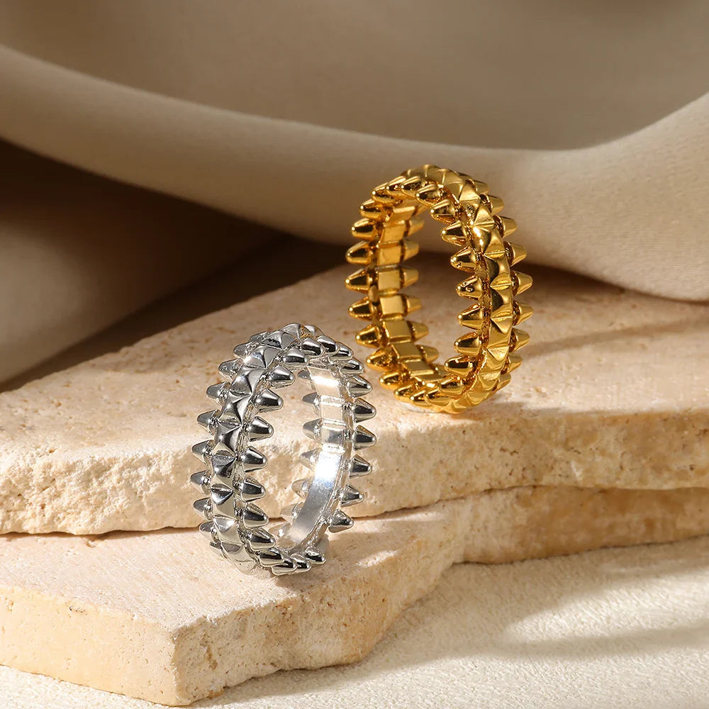 Riveted Bullet Punk Stainless Steel Ring
