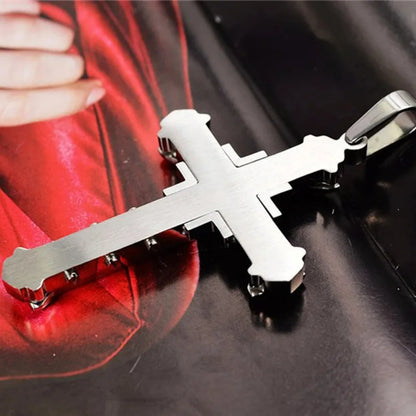 Crystal Cross Jesus Pendant Necklace