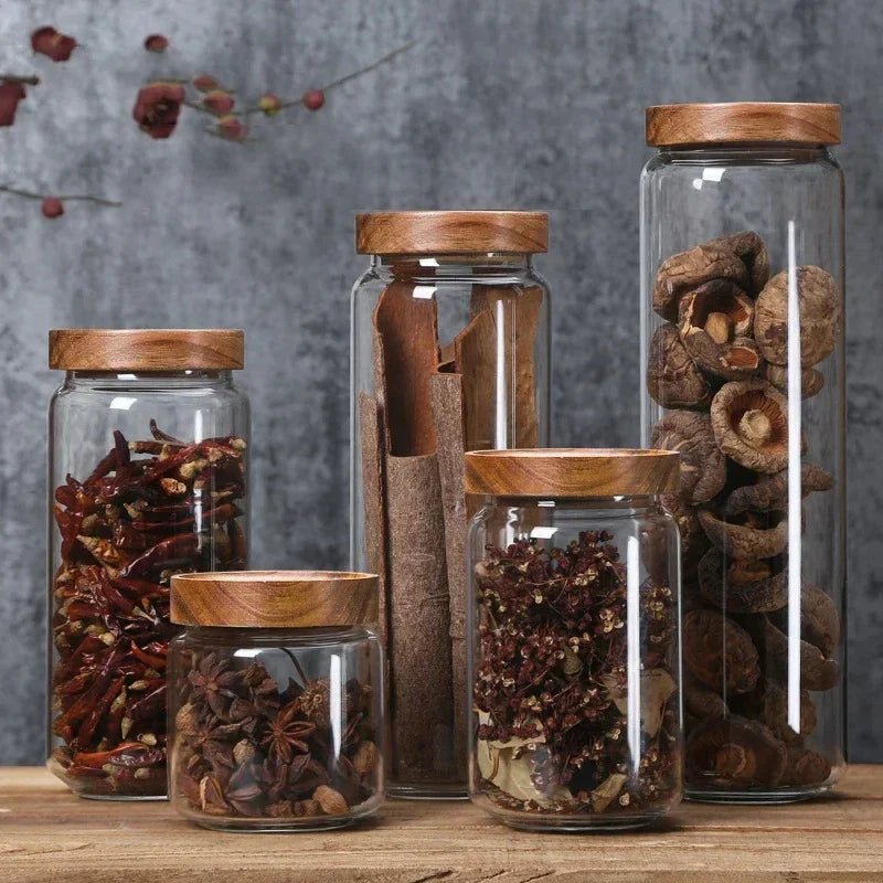 1pcs Wood Lid Orgnizer Glass