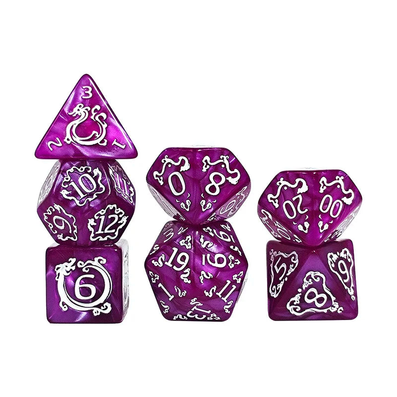 7PCS DND Dragon Pattern Polyhedral Dice Set