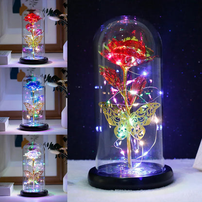 Galaxy Rose LED Lamp with Butterfly