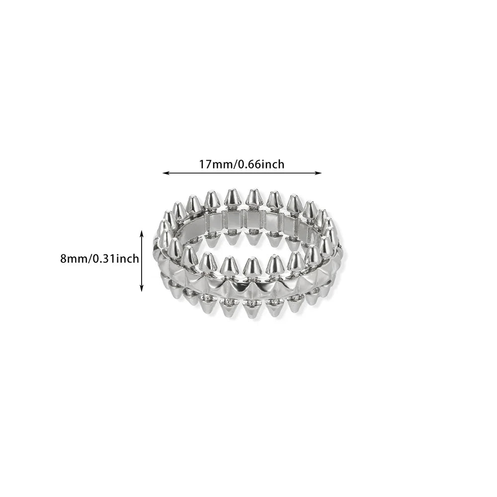 Riveted Bullet Punk Stainless Steel Ring
