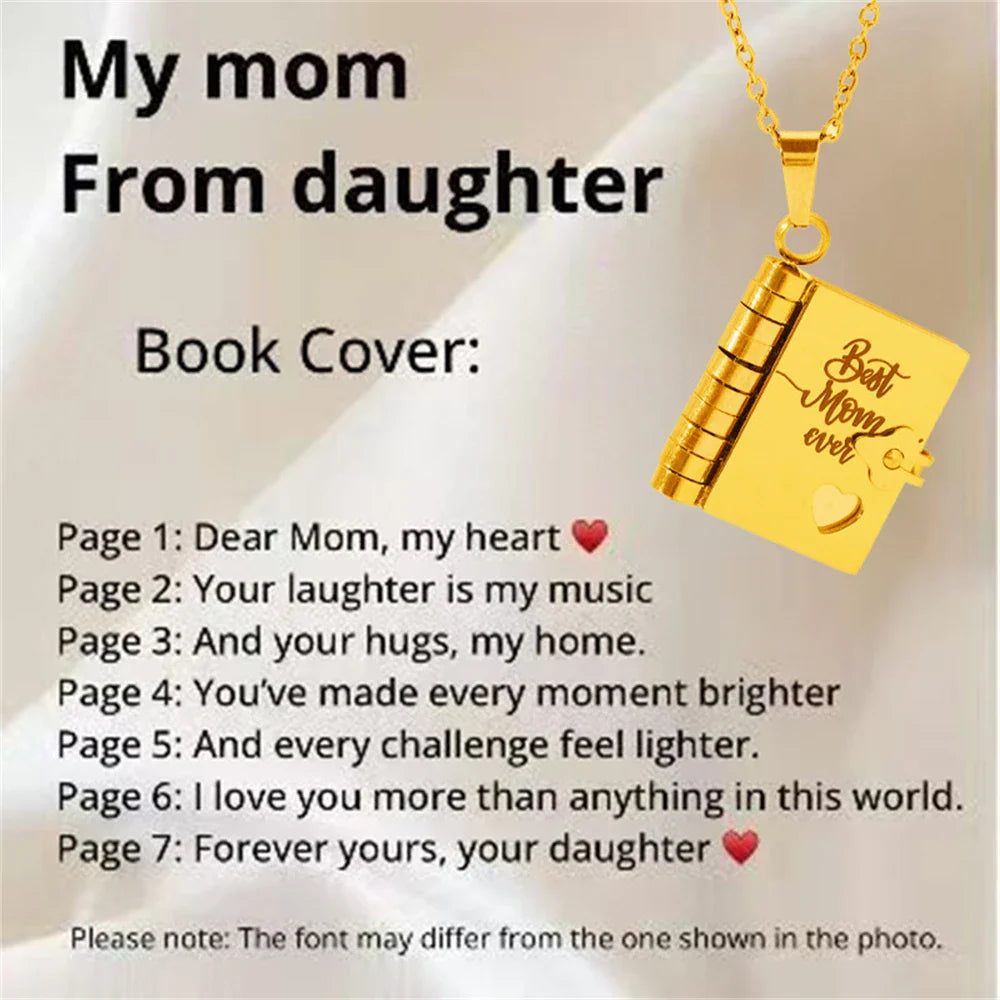 “My Love” Engraved Book Locket Necklace