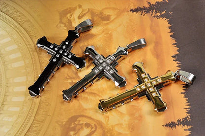Crystal Cross Jesus Pendant Necklace