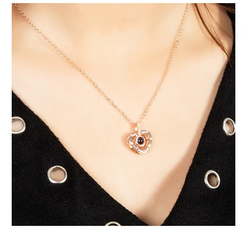 "I Love You" 100 Languages Projection Necklace