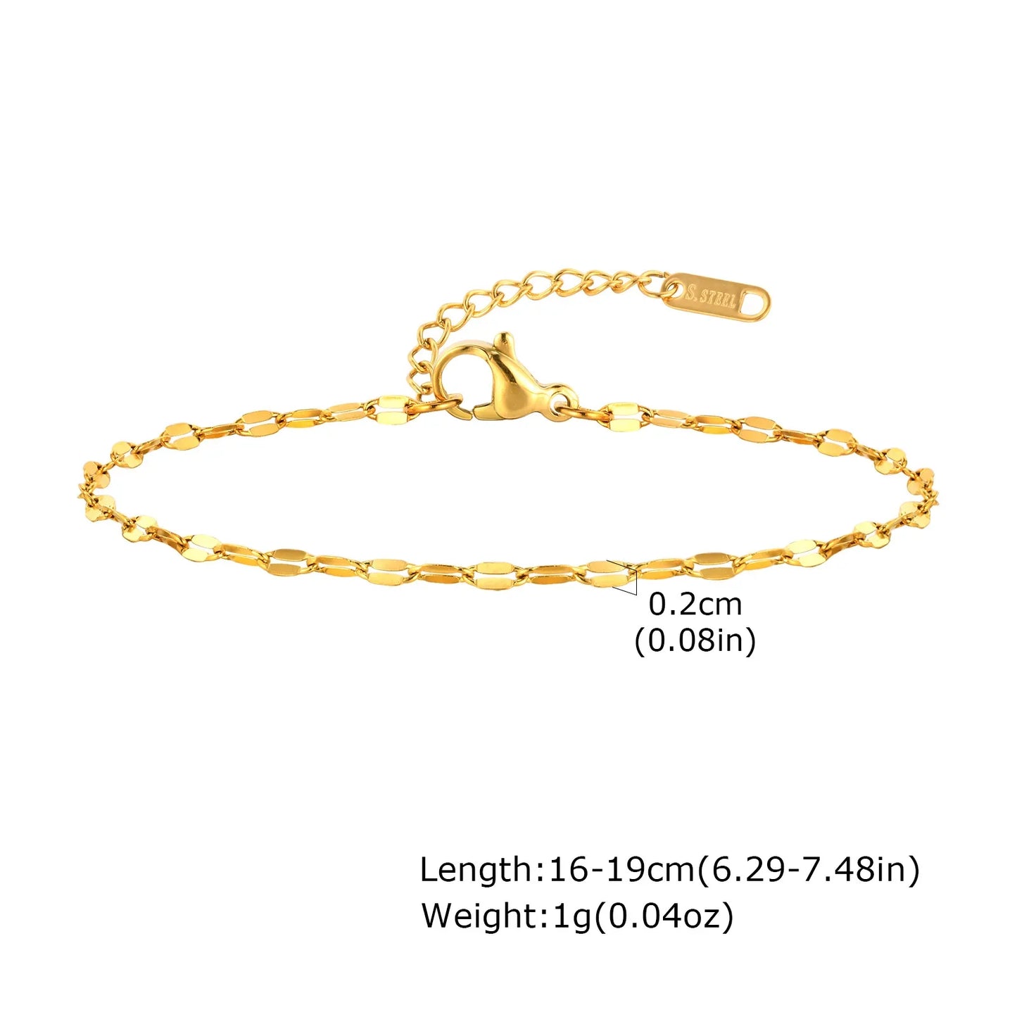 Stainless Steel Stackable Herringbone Bracelet – Gold Plated