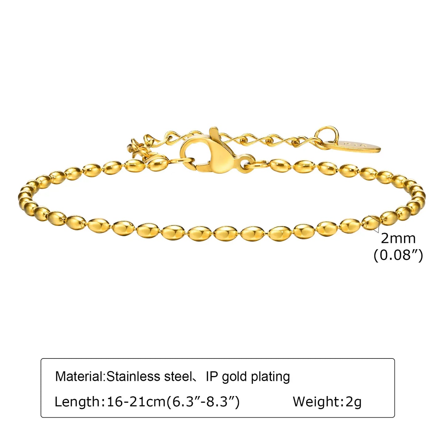 Stainless Steel Stackable Herringbone Bracelet – Gold Plated